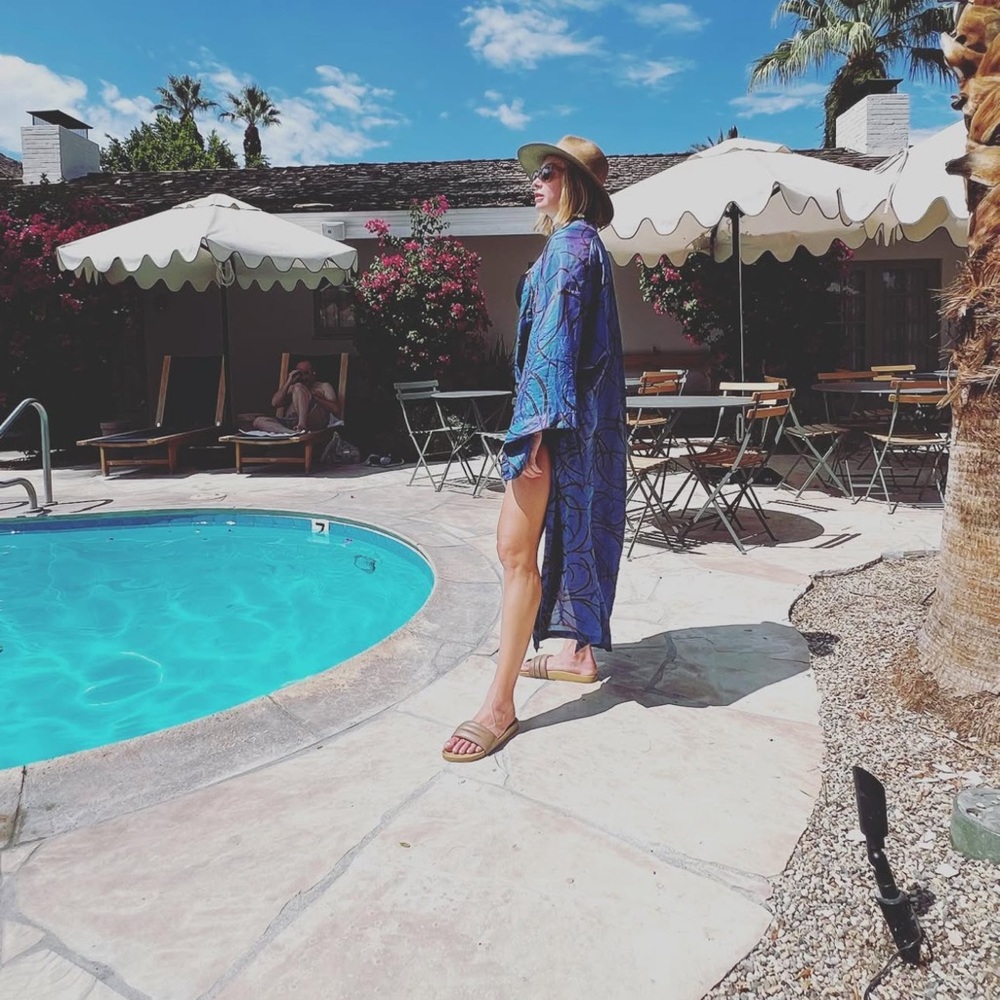Blue Swim Coverup Kimono for Poolside Elegance
